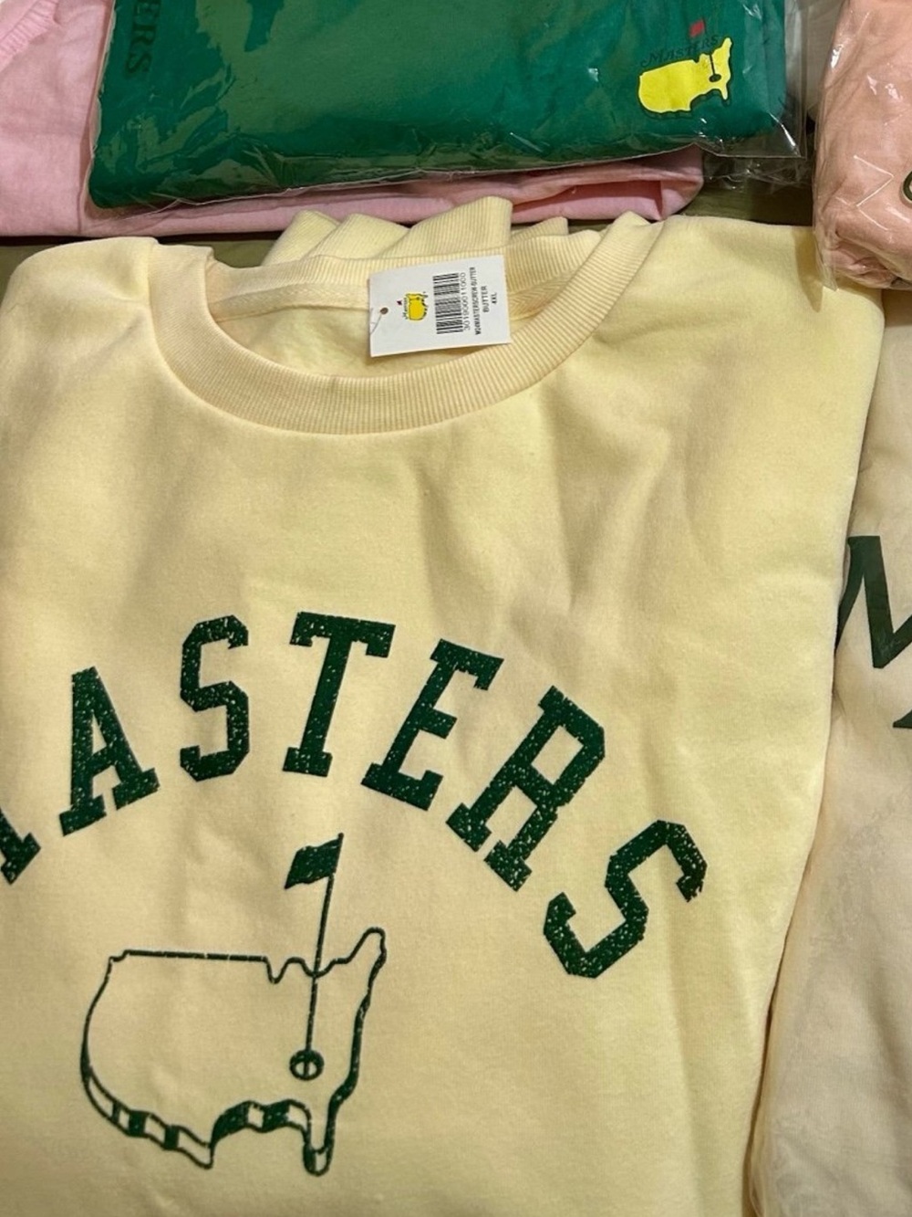 Masters Butter Yellow Crewneck Sweatshirt with Green Logo